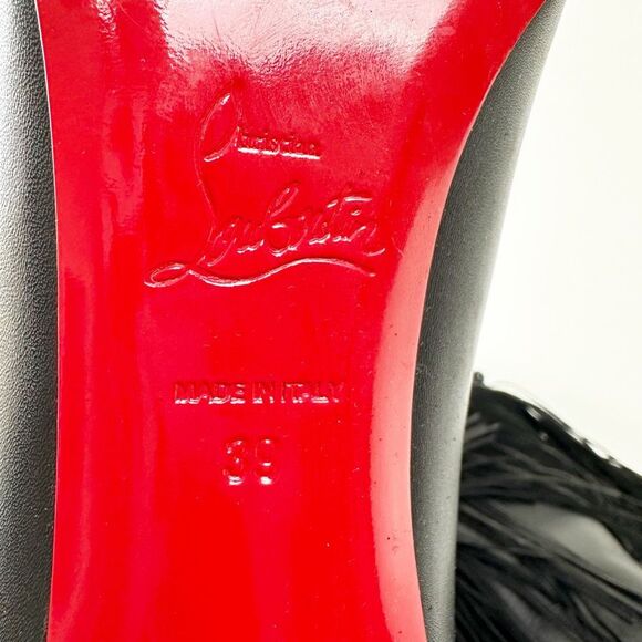 CHRISTIAN LOUBOUTIN Tudor Jo Fringe Black Bootie 39 US 8.5 Ankle Boots Studded - Picture 10 of 14